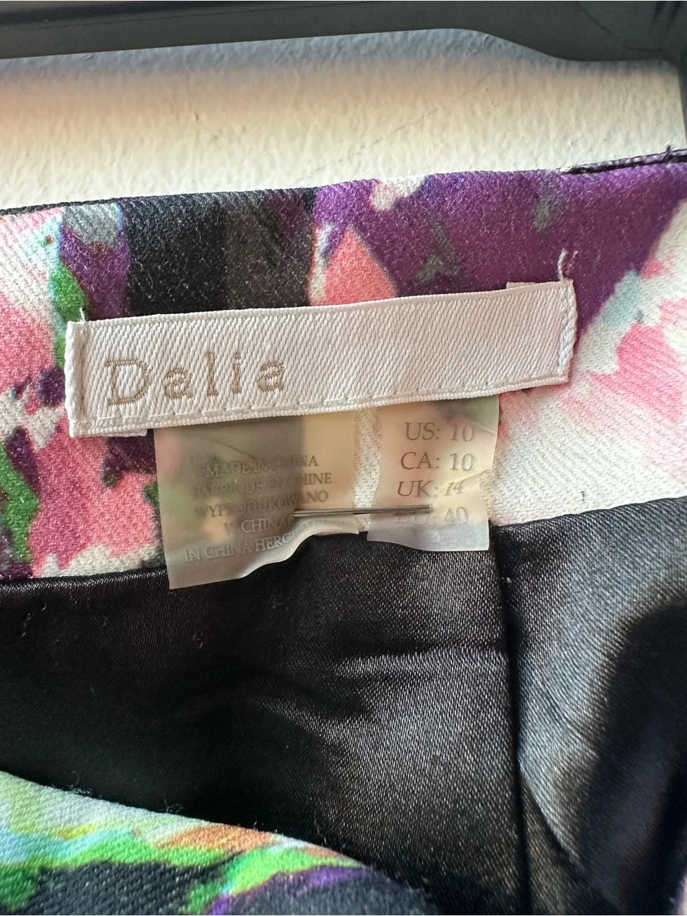 Dalia Skirt Size 10 Black Pencil Skirt with Multicolor Abstract Print